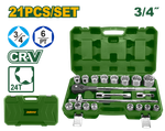 Set de tubos de 3/4", 21 piezas