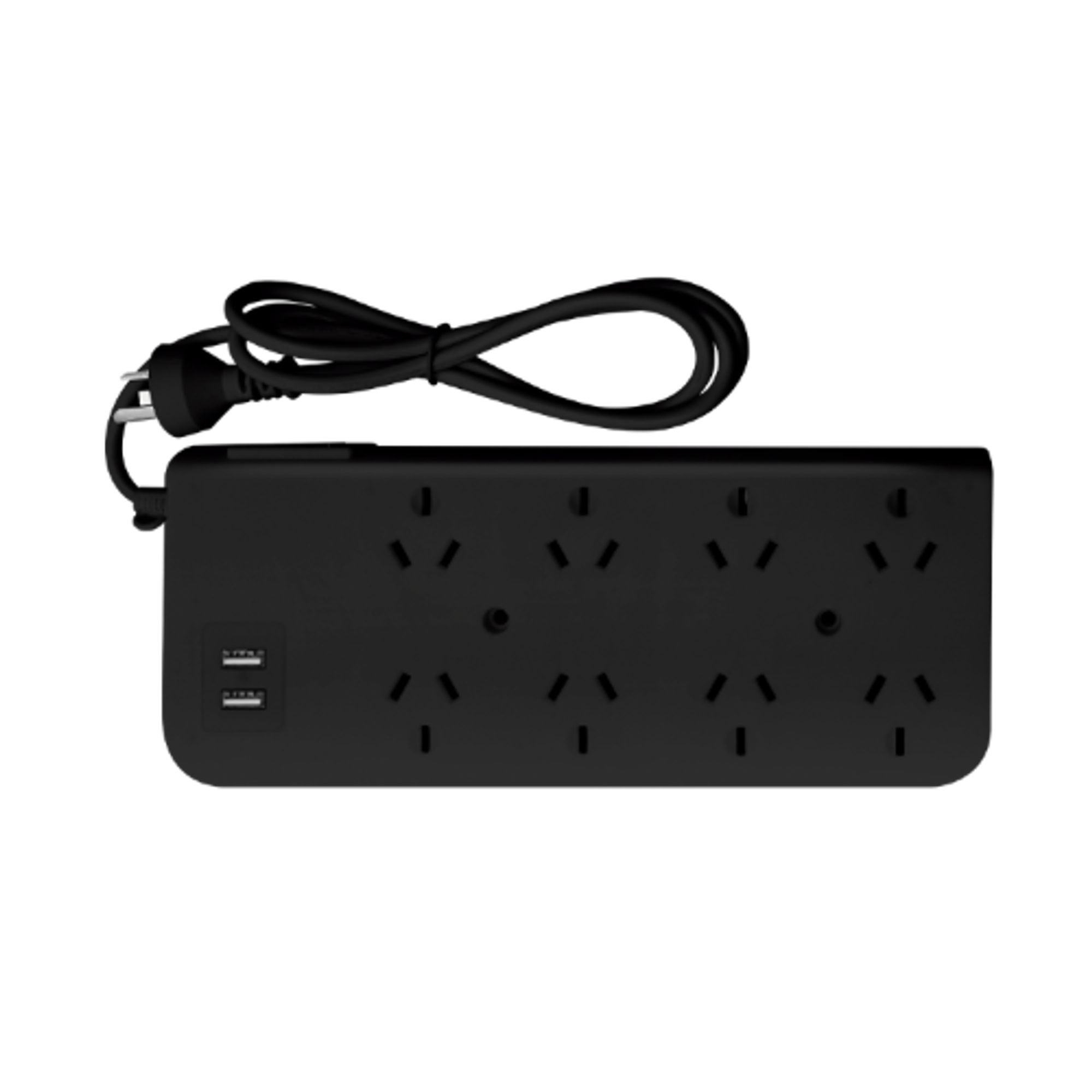 Prolongador múltiple 8 tomas + 2USB Negro 300cm
